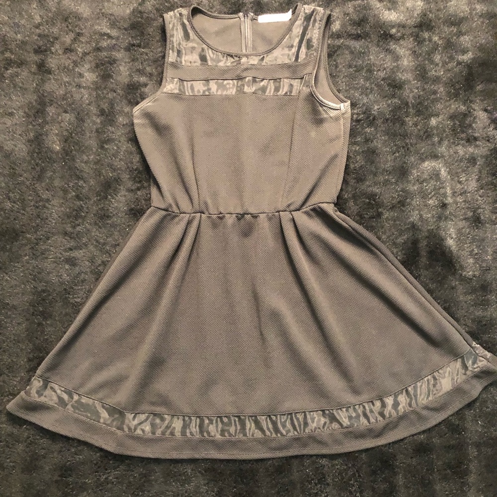 Ladies Black Dress with Sheer Trim Great Holiday dress or Dinner Dress